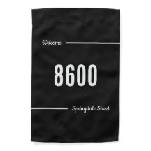 Welcome Black and White Street Address Sign