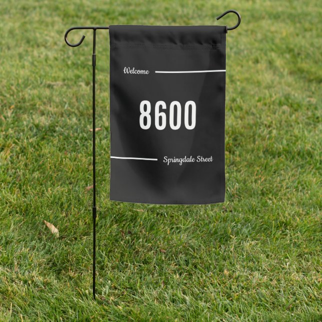 Welcome Black and White Street Address Sign (In SItu)