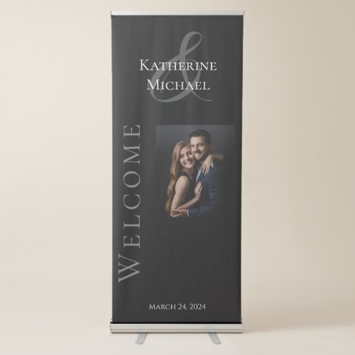 Welcome Black and White_Wedding_ Retractable Banner