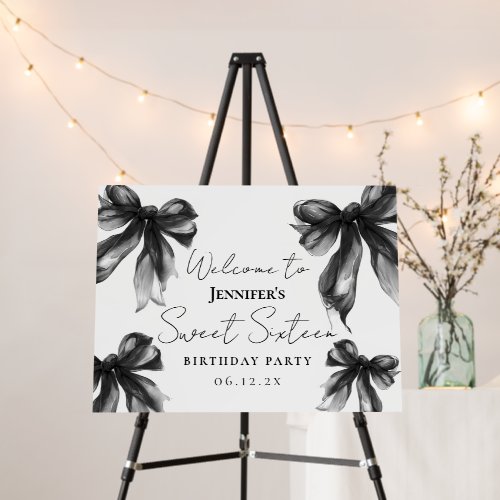 Welcome Black Bow Coquette Script Sweet 16 