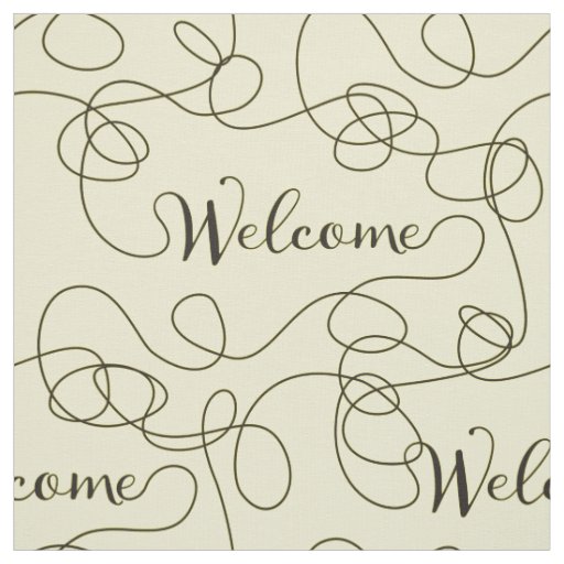 WELCOME black seamless pattern with LINES Fabric