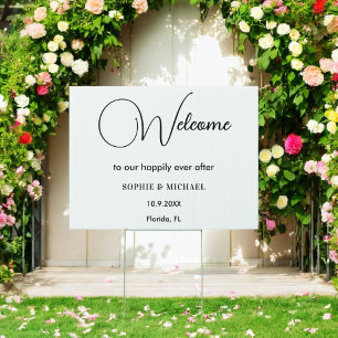 Welcome Black White Elegant Wedding Sign