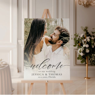 Welcome Black & White Full Photo Wedding Sign