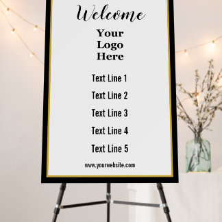 Welcome Black White Gold Business Logo Your Text Foam Board