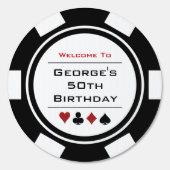 Welcome Black White Red Poker Chip Birthday Party Sign | Zazzle