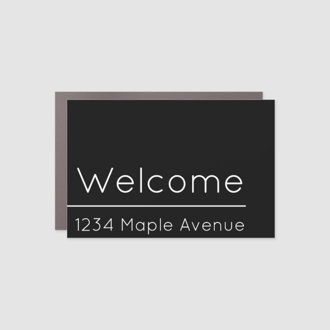 Welcome Black White Street Address Mailbox Decal (Front)