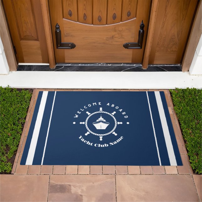 Welcome Blue Anchor Nautical sailing Boat Custom  Doormat (Outdoor)