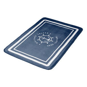 Welcome Blue Anchor Nautical sailing Boat DIY Name Bath Mat