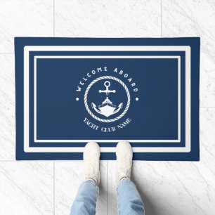 Welcome Blue Anchor Nautical sailing Boat DIY Name Doormat