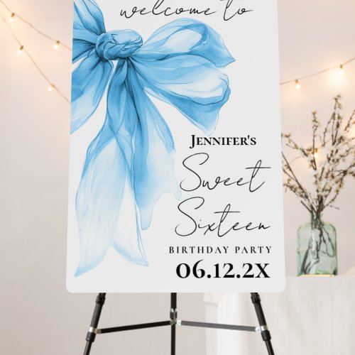 Welcome Blue Bow Coquette Script Sweet 16 