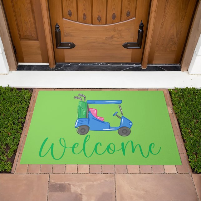 Welcome Blue Golf Cart Doormat (Outdoor)