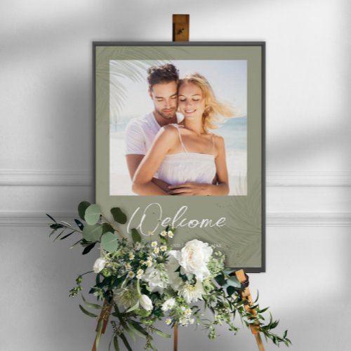 Welcome Botanical Tropical Palm Leaves Wedding Poster