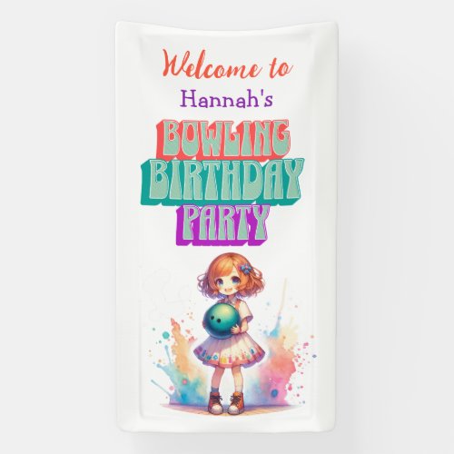 Welcome Bowling Party Girls Anime Birthday  Banner