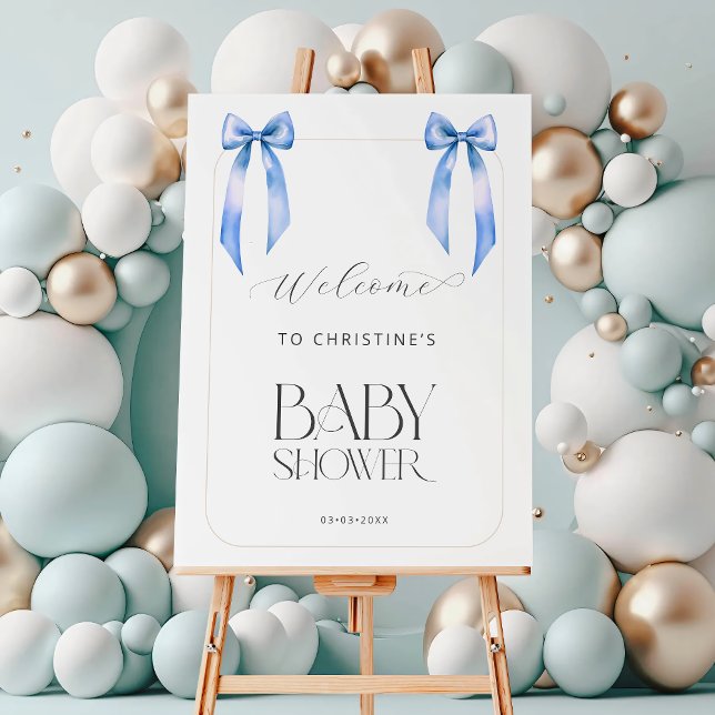 Welcome Boy Blue Bow Twins Baby Shower Foam Board (Creator Uploaded)