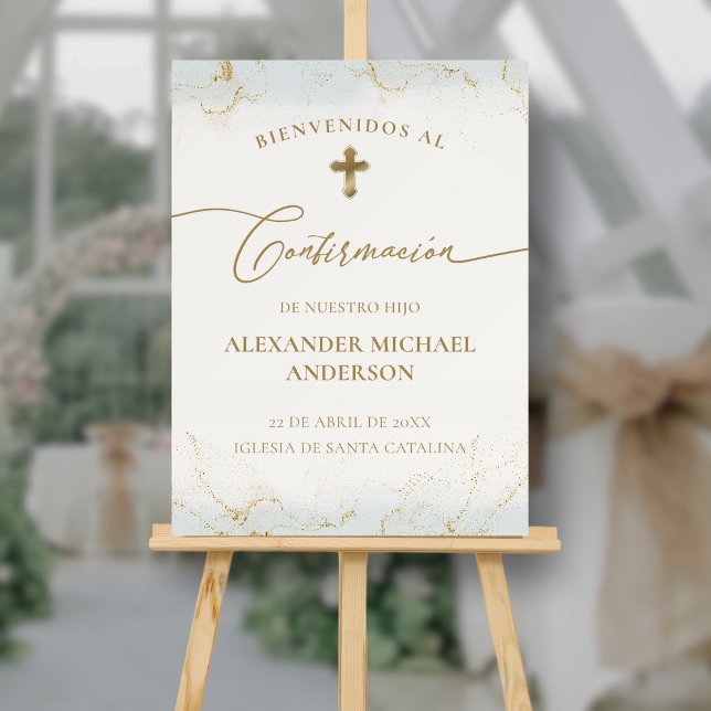 Welcome Boy Cross Confirmation Confirmacion Blue  Foam Board (Creator Uploaded)