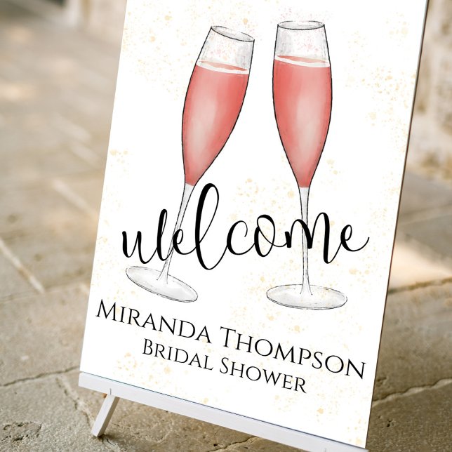 Welcome Bridal Shower Brunch and Bubbly Watercolor Foam Board (Bridal Shower Brunch and bubbly sign foam board. )
