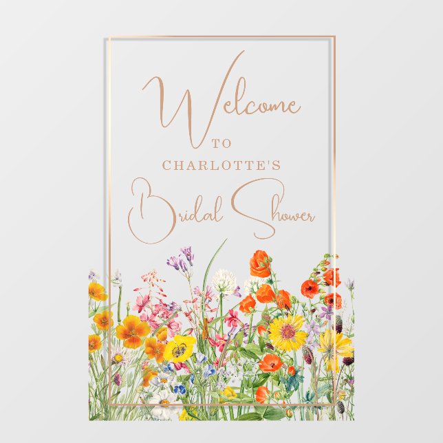 Welcome Bridal Shower Colorful Wildflower Country Window Cling (Sheet)