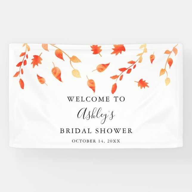 Welcome Bridal Shower Fall Autumn Foliage Leaves Banner (Horizontal)