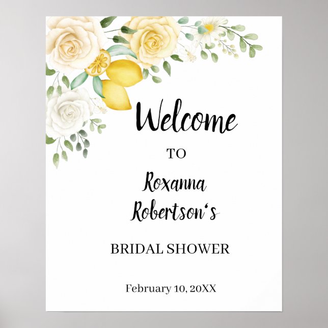 Welcome Bridal Shower Lemons & Roses Poster (Front)