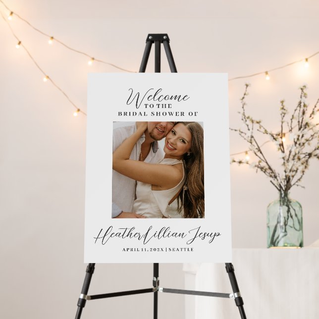 Welcome Bridal Shower Modern Script Photo Sign (In Situ (Stand))