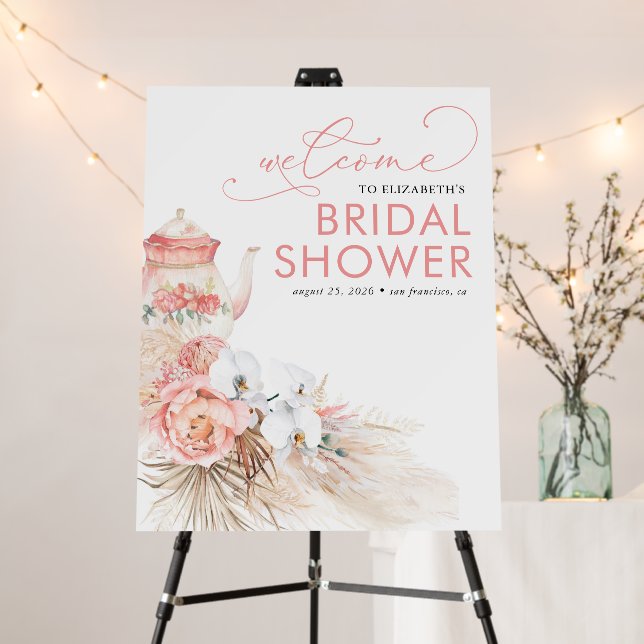 Welcome Bridal Shower Sign Pampas Grass (In Situ (Stand))