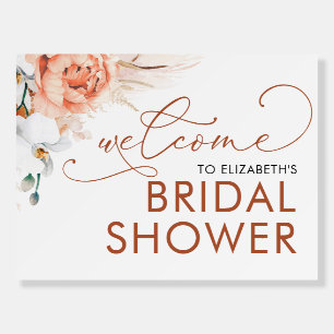 Welcome Bridal Shower Sign Pampas Grass Terracotta