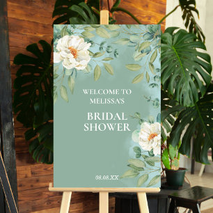 Welcome Bridal Shower Sign Silver Sage Eucalyptus