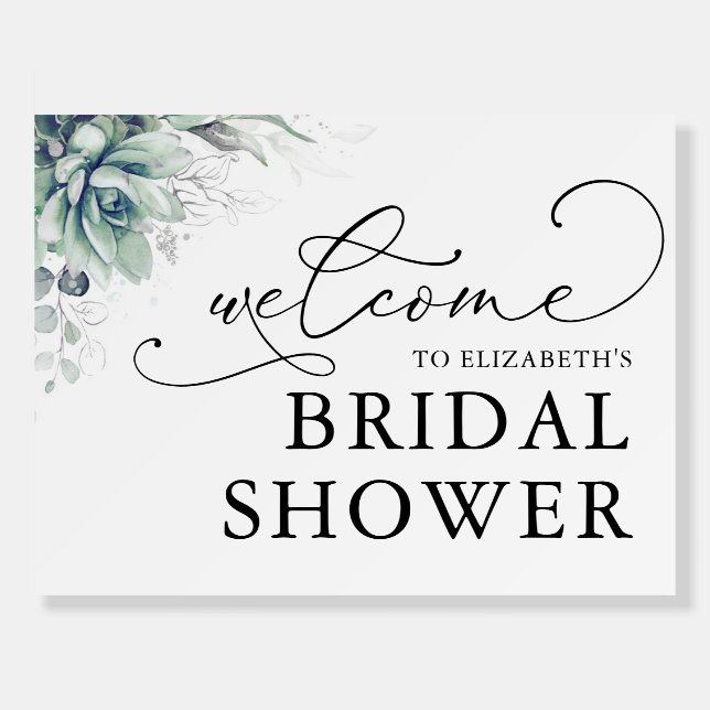 Welcome Bridal Shower Sign Succulents Greenery (Front)