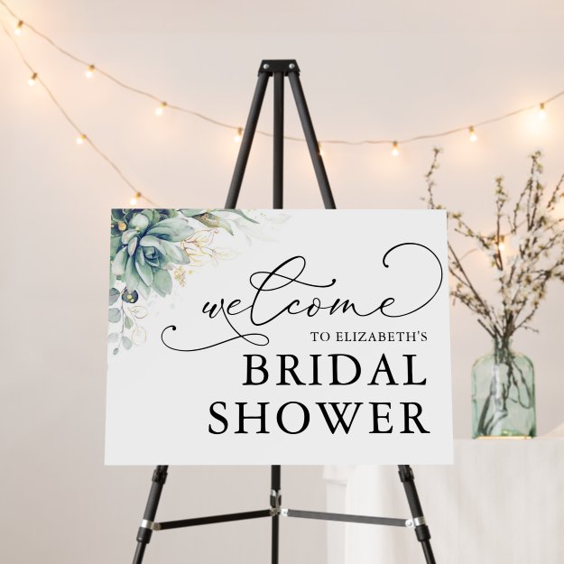 Welcome Bridal Shower Sign Succulents Greenery