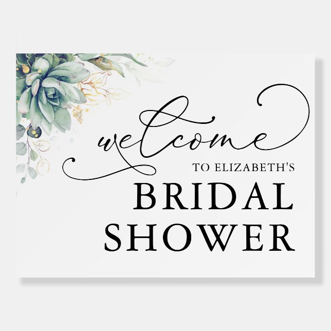 Welcome Bridal Shower Sign Succulents Greenery (Front)