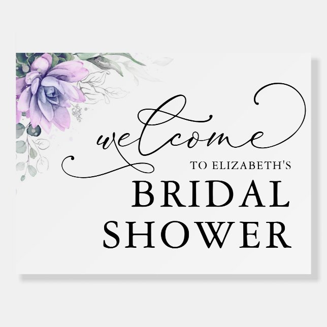 Welcome Bridal Shower Sign Succulents Greenery (Front)