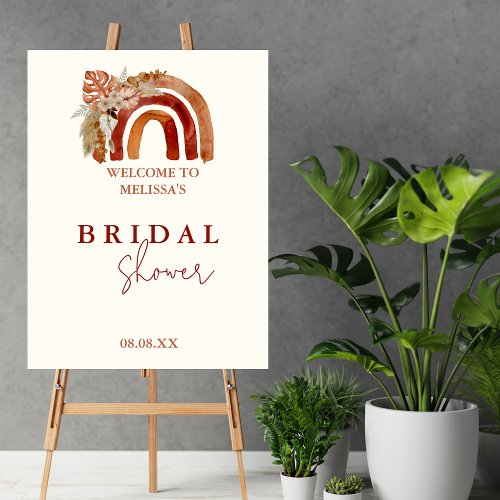 Welcome Bridal Shower Sign Terracotta Boho Rainbow