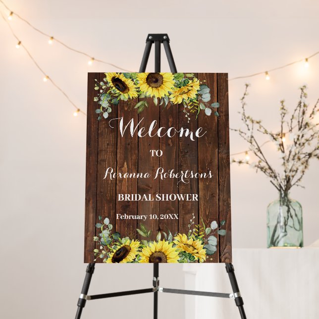 Welcome Bridal Shower Sunflowers Greenery Western  Foam Board (In Situ (Stand))