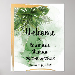 Welcome Bridal Shower Tropical Palm Sign
