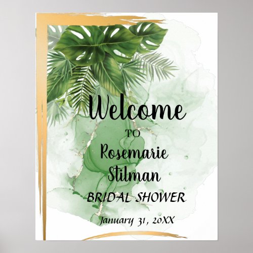 Welcome Bridal Shower Tropical Palm Sign