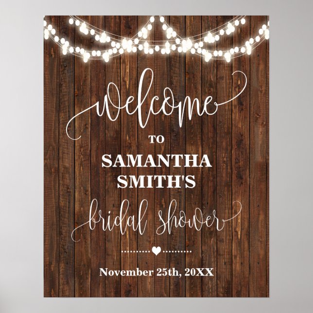 Welcome Bridal Shower Western Country Wedding Sign (Front)