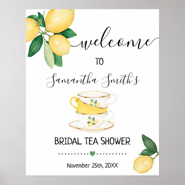 Welcome Bridal Tea Shower Lemons Citrus Sign (Front)