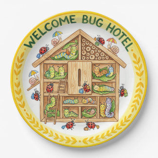 "Welcome Bug Hotel" Cute Insects Paper Plate