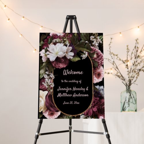 Welcome Burgundy and Pink Rustic Floral Wedding Foam Board