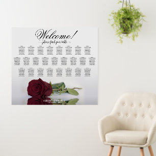 Welcome! Burgundy Rose 25 Table Seating Chart Foam Board