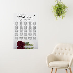 Welcome! Burgundy Rose 25 Table Seating Chart Foam Board