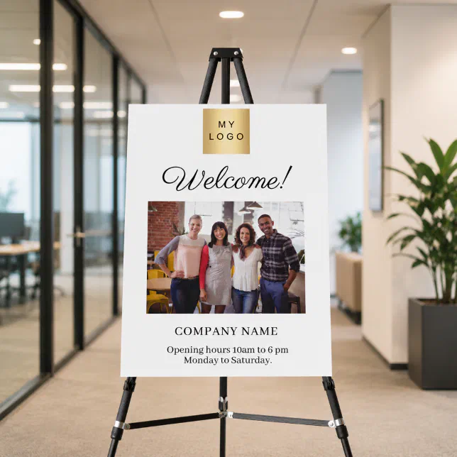 Welcome business logo photo entrance sign | Zazzle