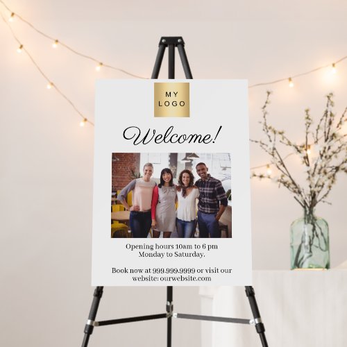 Welcome business logo photo opening hours foam board