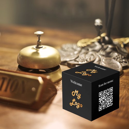 Welcome business logo QR codes info menu table Cube