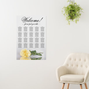 Welcome! Butter Yellow Rose 20 Table Seating Chart Foam Board