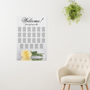 Welcome! Butter Yellow Rose 23 Table Seating Chart Foam Board