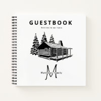Welcome Cabin Guestbook Rustic Log Woodland Custom Notebook