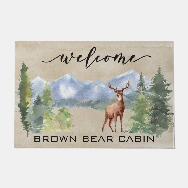 Welcome Cabin Lodge Deer Mountain home Doormat (Front)