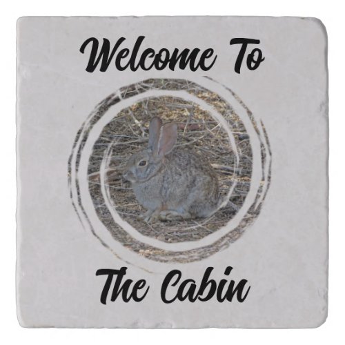 Welcome Cabin Rental Cute Brown Bunny House Guest Trivet