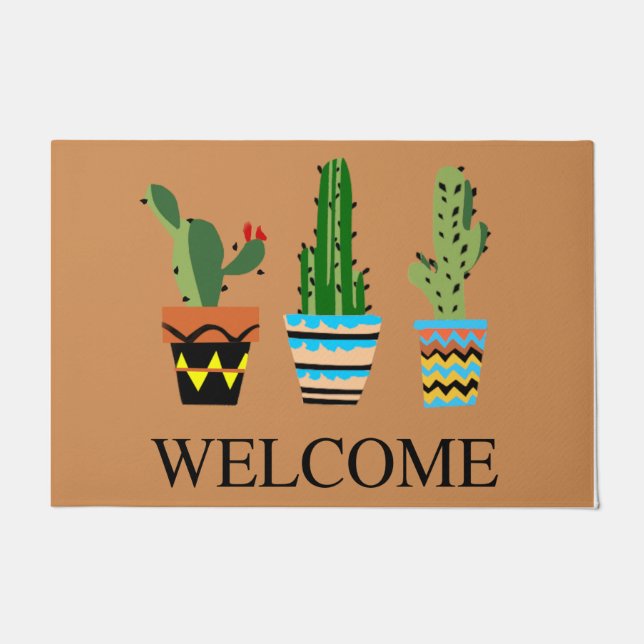 Welcome Cactus Rug, Cute Cactus Decor Doormat (Front)
